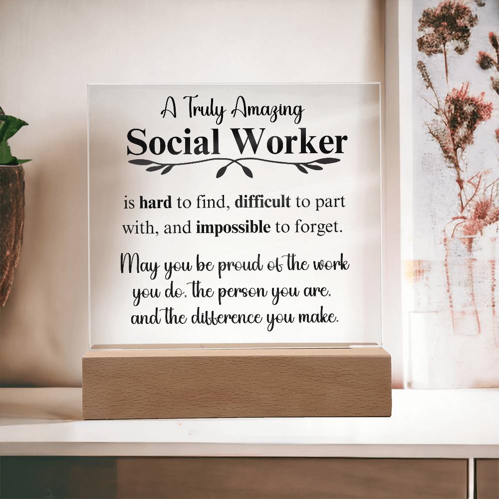 Personalized Social Worker Gift - Acrylic Square Plaque