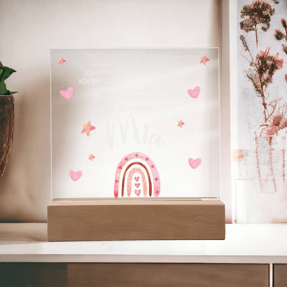 Personalisiertes Acryl LED Licht Mit Namen - Acrylic Square Plaque