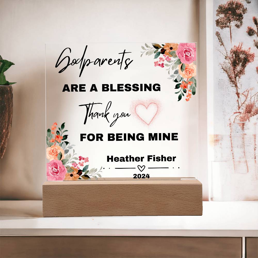 Personalized Godparents Gift 3 - Acrylic Square Plaque