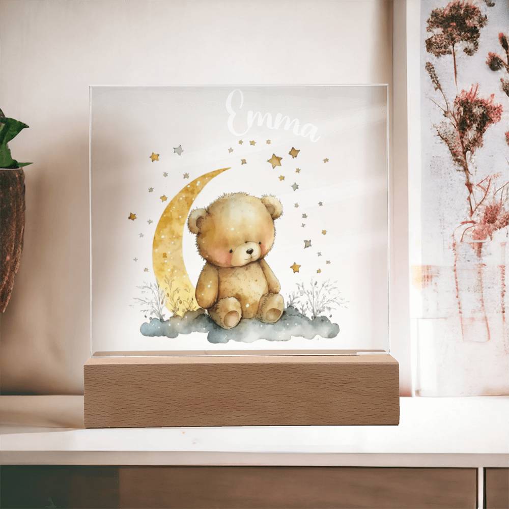 Night Light Personalized With Name - Acrylic Square Plaque