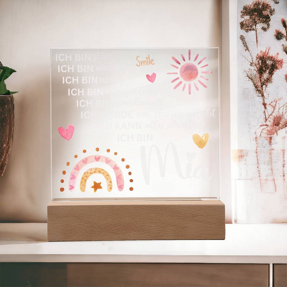 Personalisiertes Acryl LED Licht Mit Namen - Acrylic Square Plaque