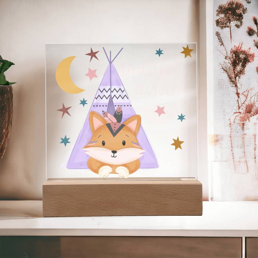 Night Light Personalized With Name And Date - Acrylic Square Plaque