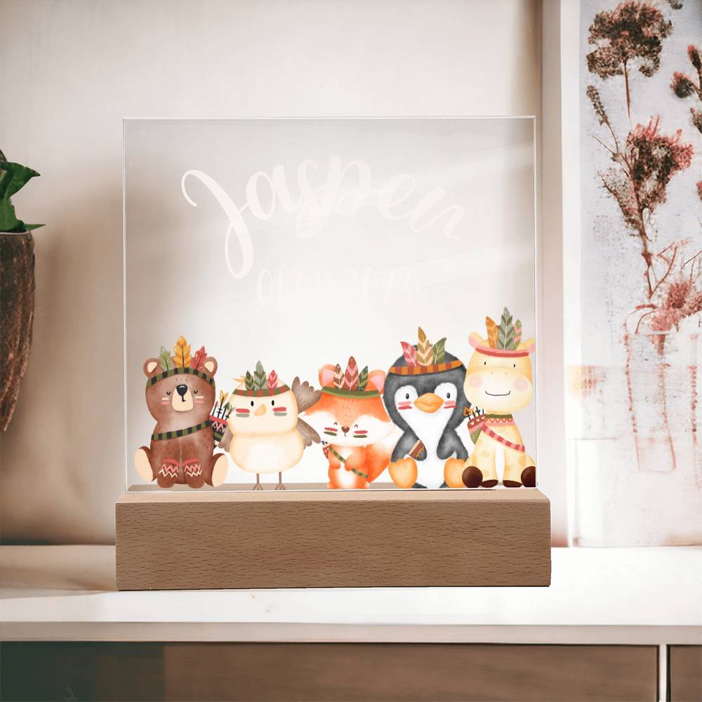 Night Light Personalized With Name And Date - Acrylic Square Plaque