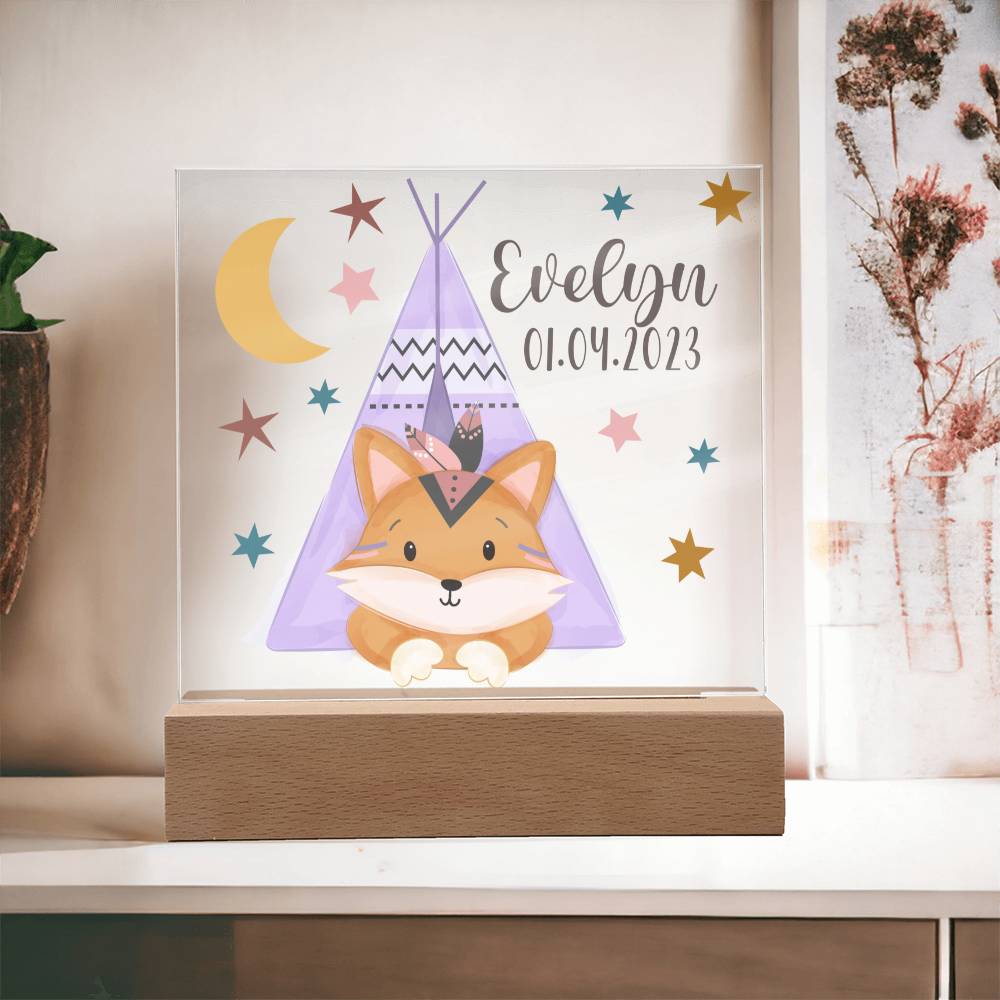 Nachtlicht Personalisiert Mit Namen und Datum - Acrylic Square Plaque