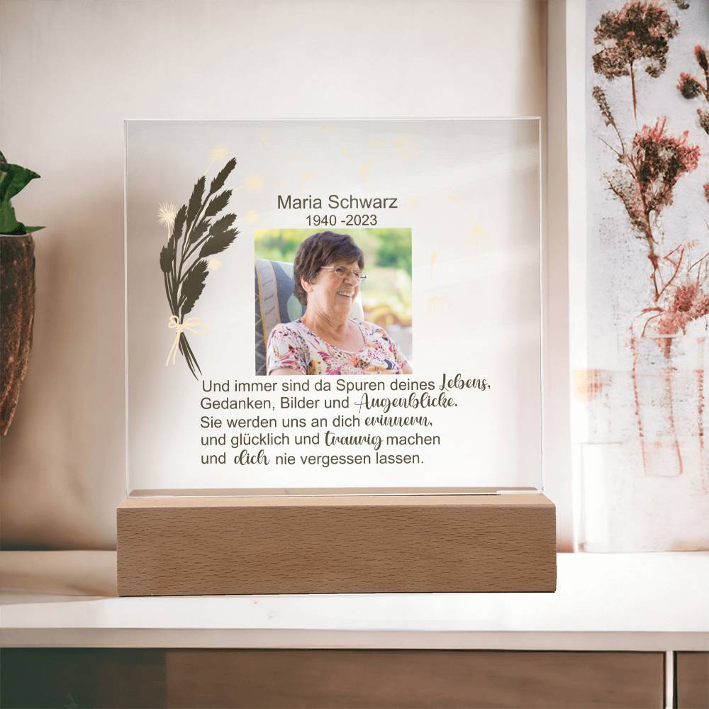 Persönliches Geschenk Zur Trauer Mit Foto Acryl Platte Mit LED Licht