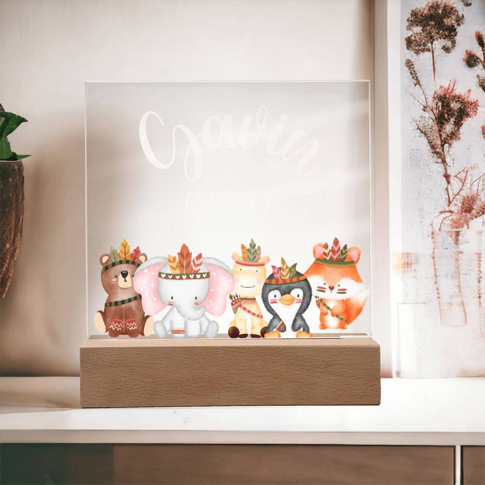 Nachtlicht Personalisiert Mit Namen und Datum - Acrylic Square Plaque