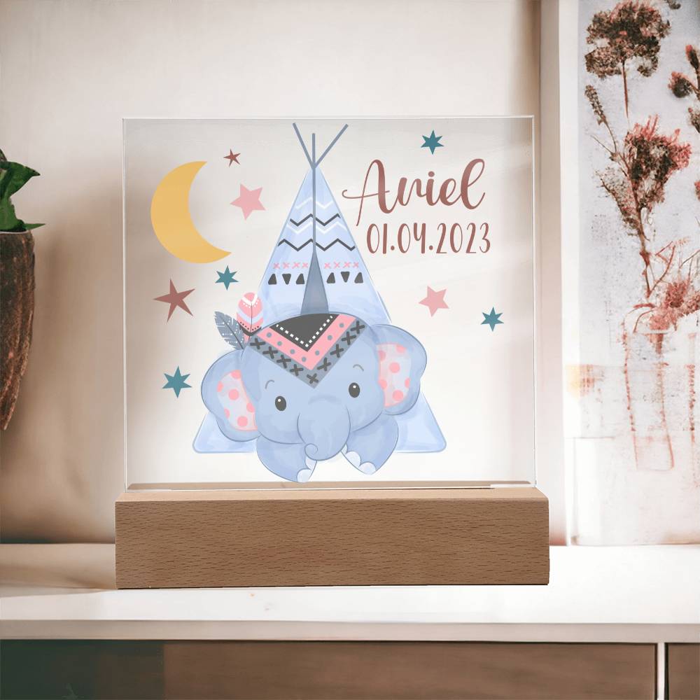 Nachtlicht Personalisiert Mit Namen und Datum - Acrylic Square Plaque