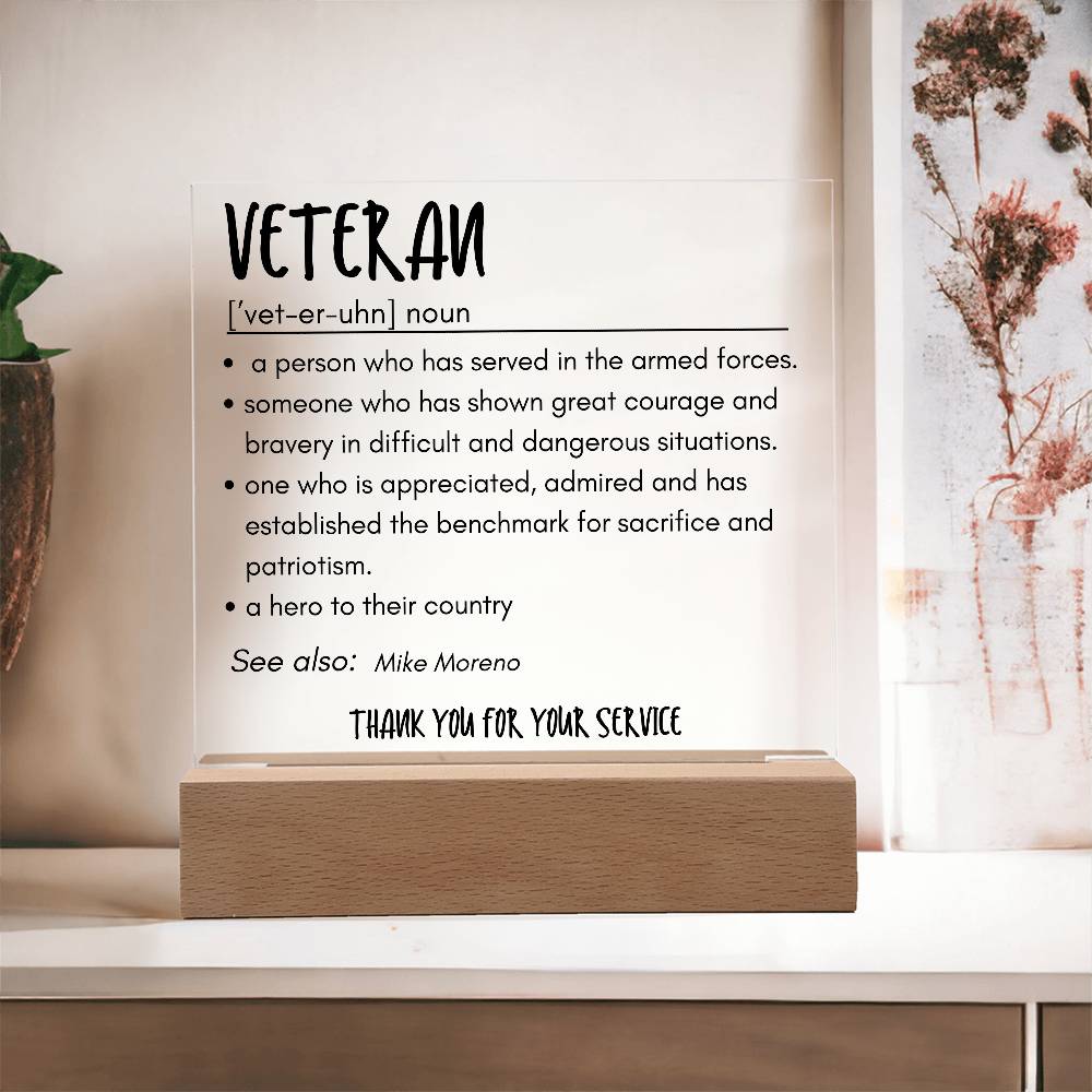 Personalized Veteran Definition 3 - Acrylic Square Plaque