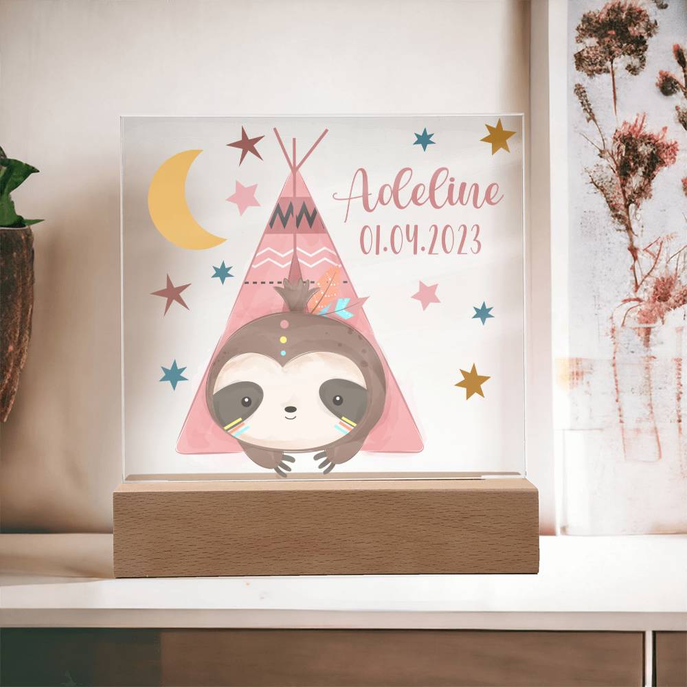 Nachtlicht Personalisiert Mit Namen und Datum - Acrylic Square Plaque