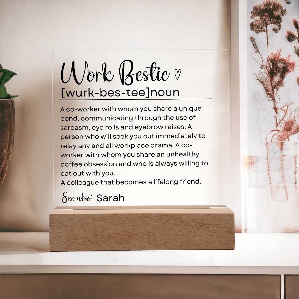 Personalized Work Bestie Gift - Acrylic Square Plaque