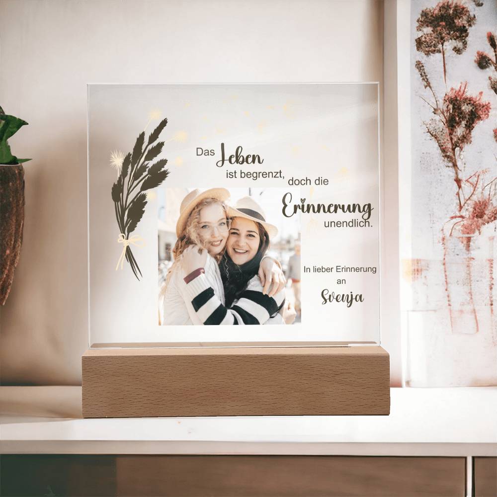 Persönliches Geschenk Zur Trauer Mit Foto Acryl Platte Mit LED Licht