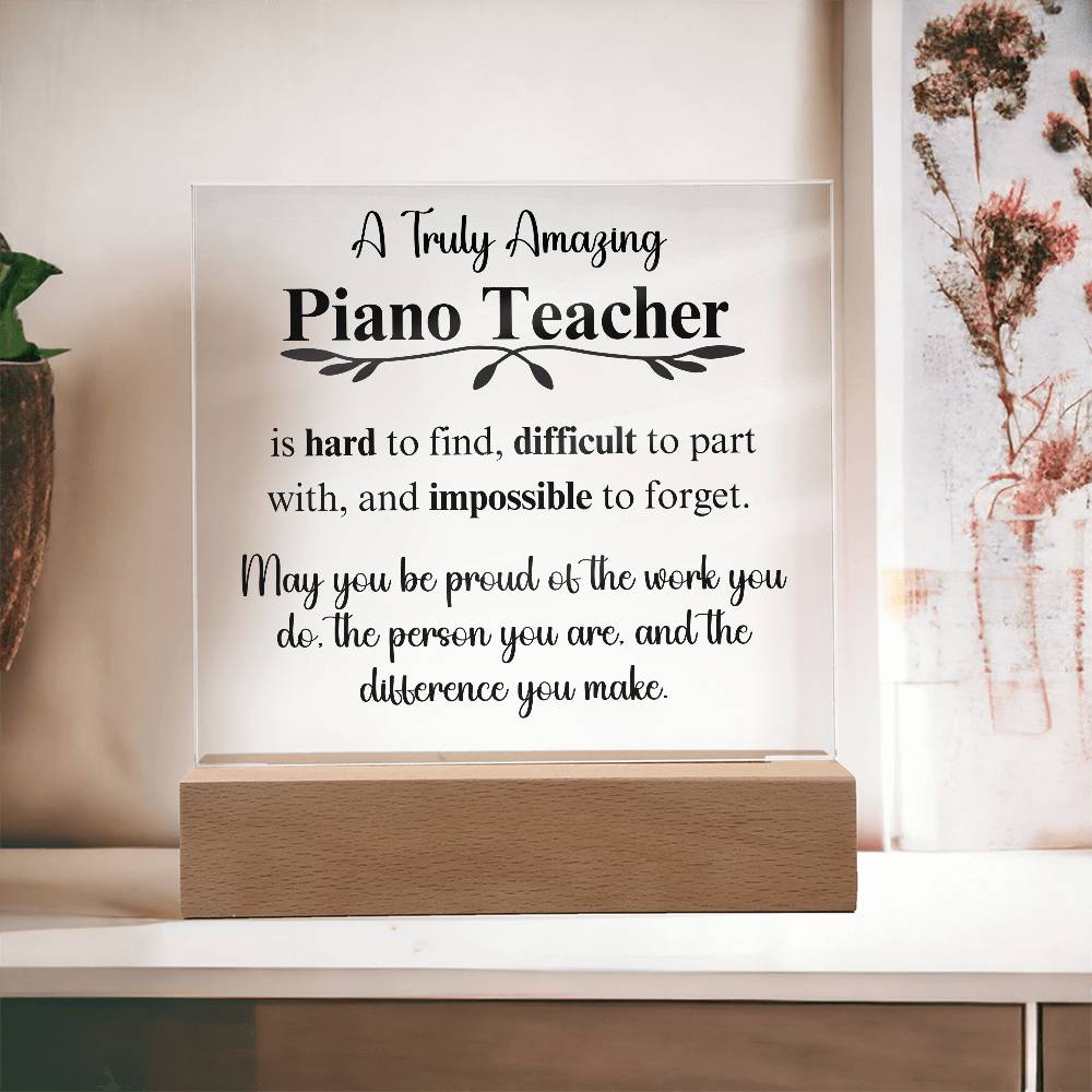 Personalized Piano Teacher Gift - Acrylic Square Plaque