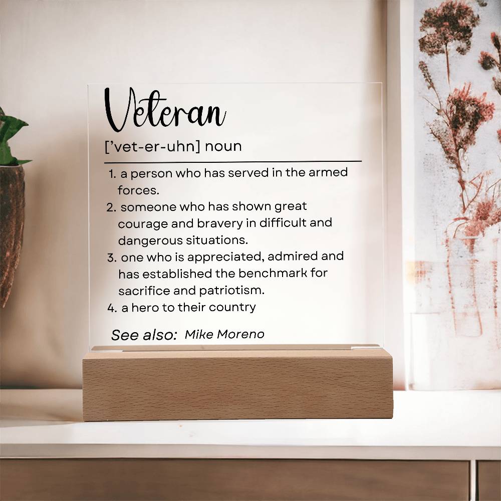 Personalized Veteran Definition 6 - Acrylic Square Plaque