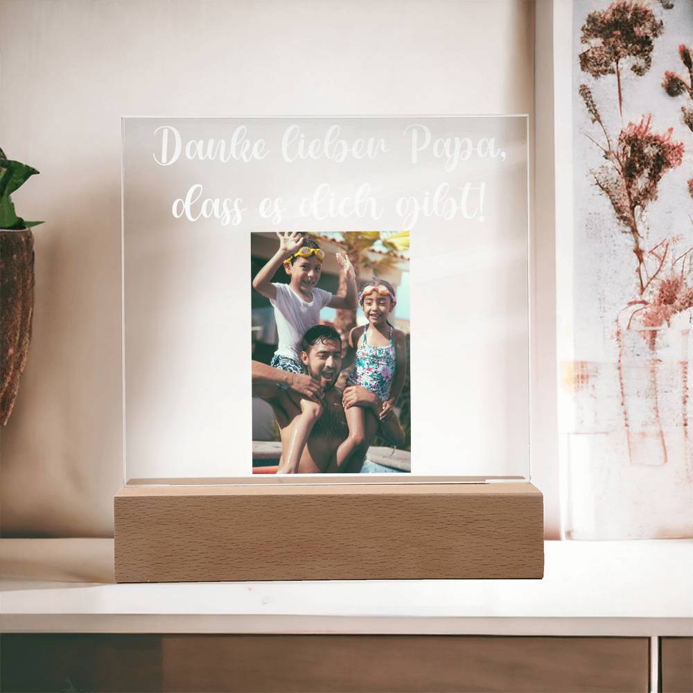Personalisiertes Foto Bild LED Holz Stand Licht Lampe - Acrylic Square Plaque