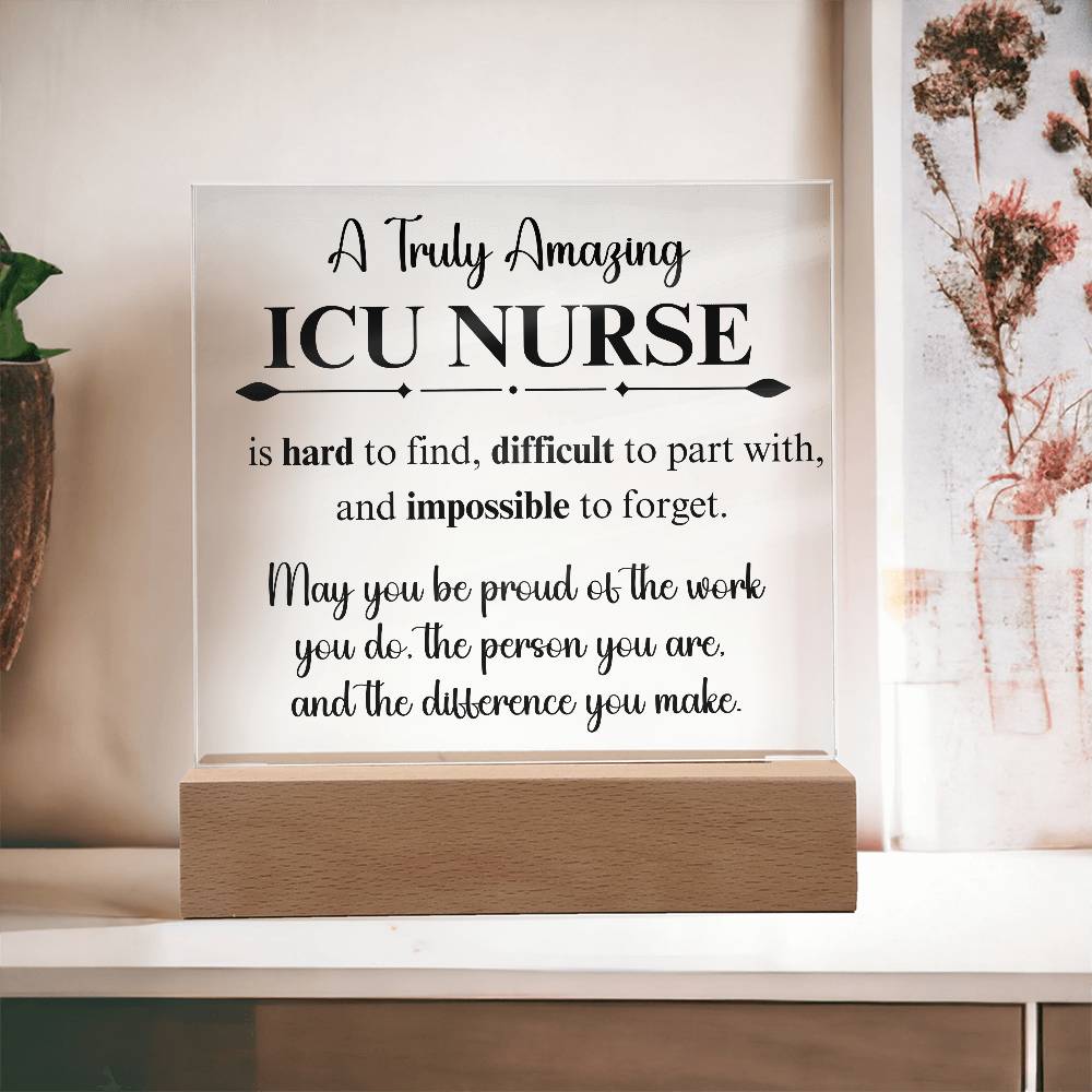 Personalized ICU Nurse Gift - Acrylic Square Plaque