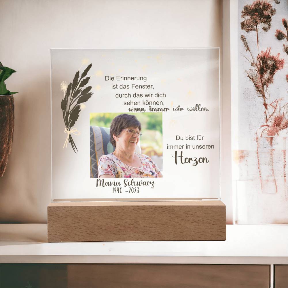 Persönliches Geschenk Zur Trauer Mit Foto Acryl Platte Mit LED Licht