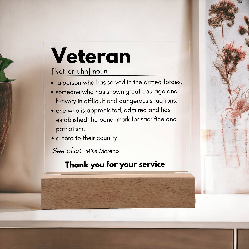 Personalized Veteran Definition 4 - Acrylic Square Plaque