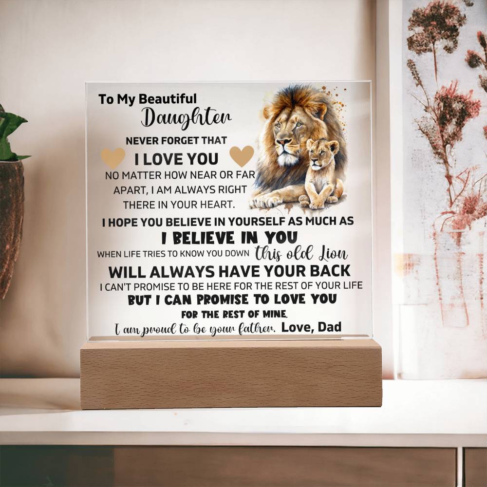 To My Daughter - Believe In Yourself - Square Acrylic Plaque