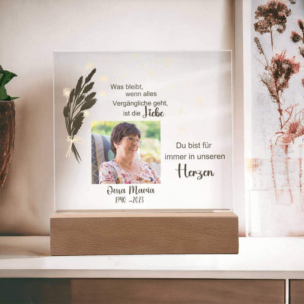 Persönliches Geschenk Zur Trauer Mit Foto Acryl Platte Mit LED Licht