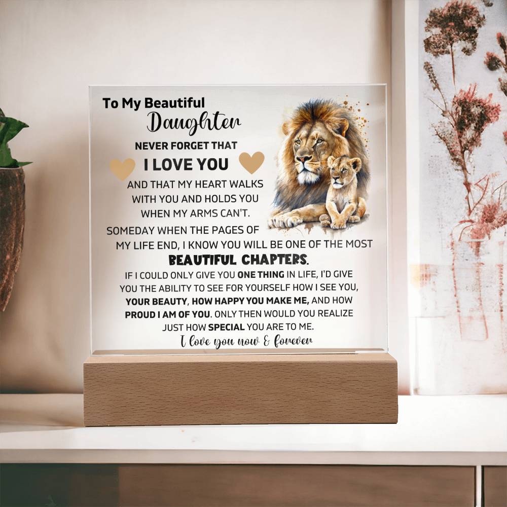 To My Daughter - I Love You - Square Acrylic Plaque