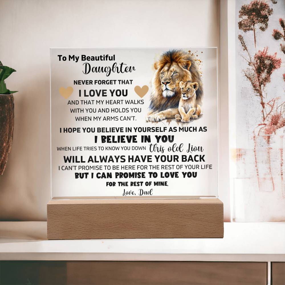 To My Daughter - I Promise To Love You For The Rest Of Mt Life - Square Acrylic Plaque