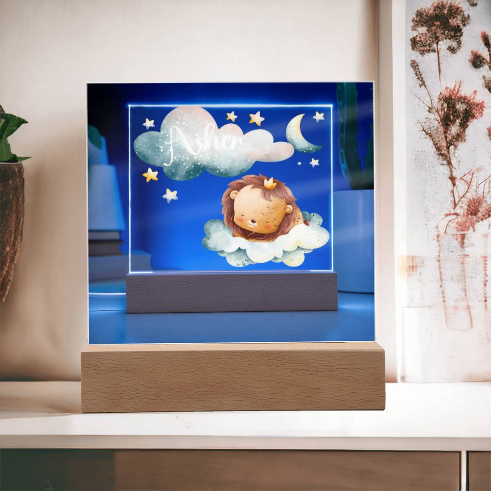 Night Light Personalized With Name - Acrylic Square Plaque
