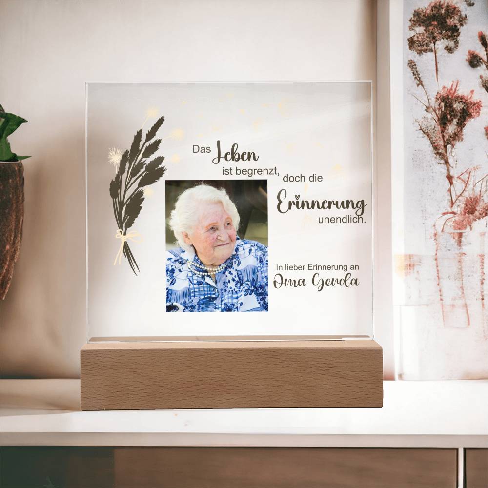 Persönliches Geschenk Zur Trauer Mit Foto Acryl Platte Mit LED Licht