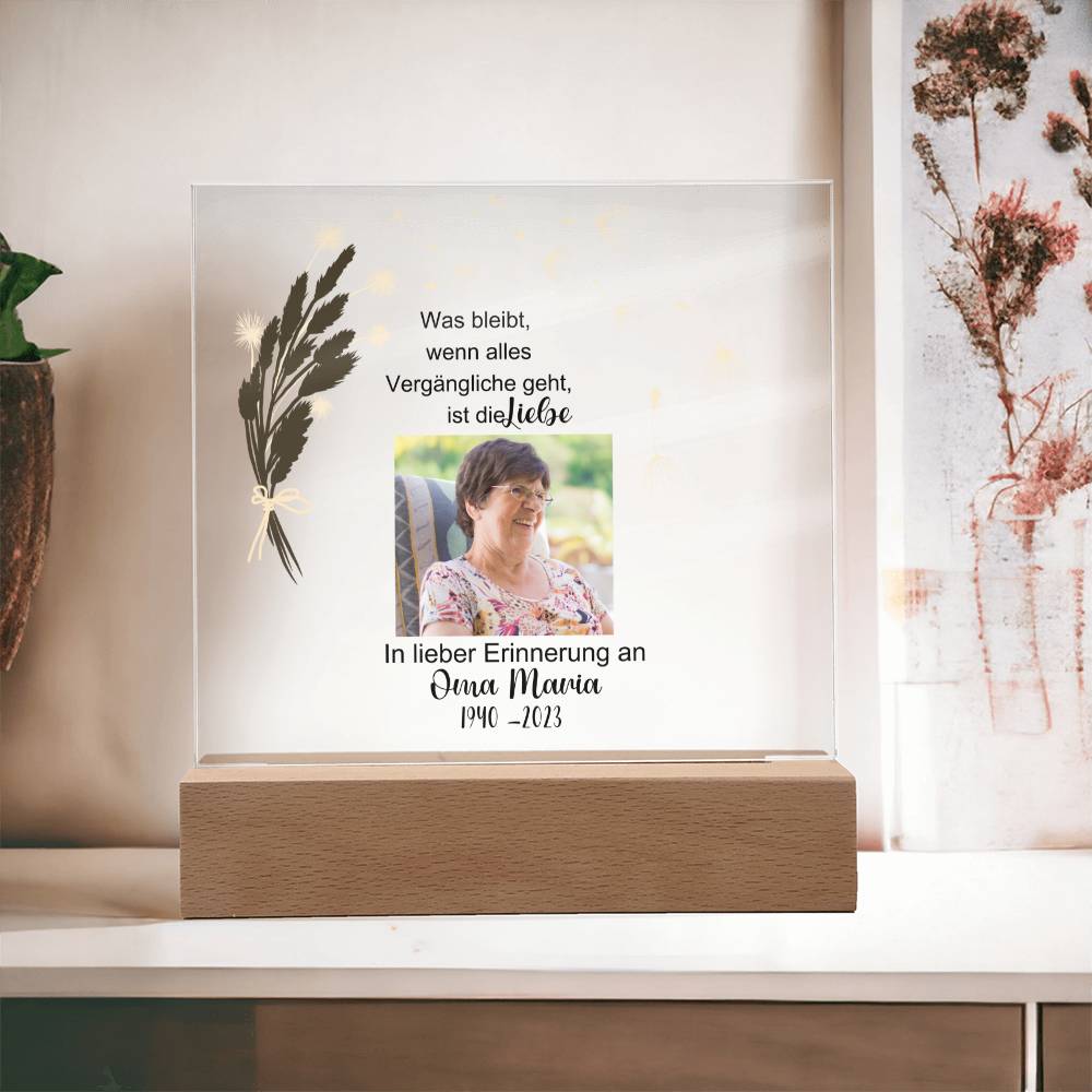 Persönliches Geschenk Zur Trauer Mit Foto Acryl Platte Mit LED Licht