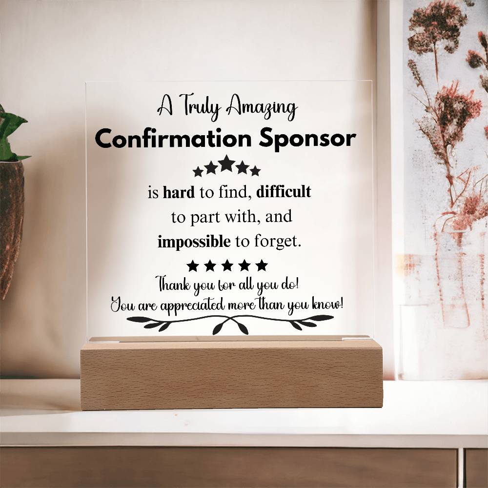 Personalized Confirmation Sponsor Gift - Acrylic Square Plaque