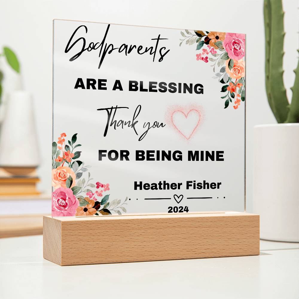 Personalized Godparents Gift 3 - Acrylic Square Plaque