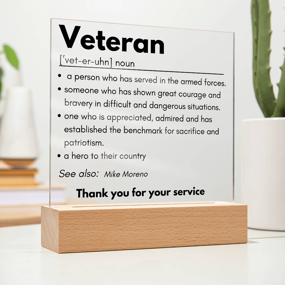 Personalized Veteran Definition 4 - Acrylic Square Plaque