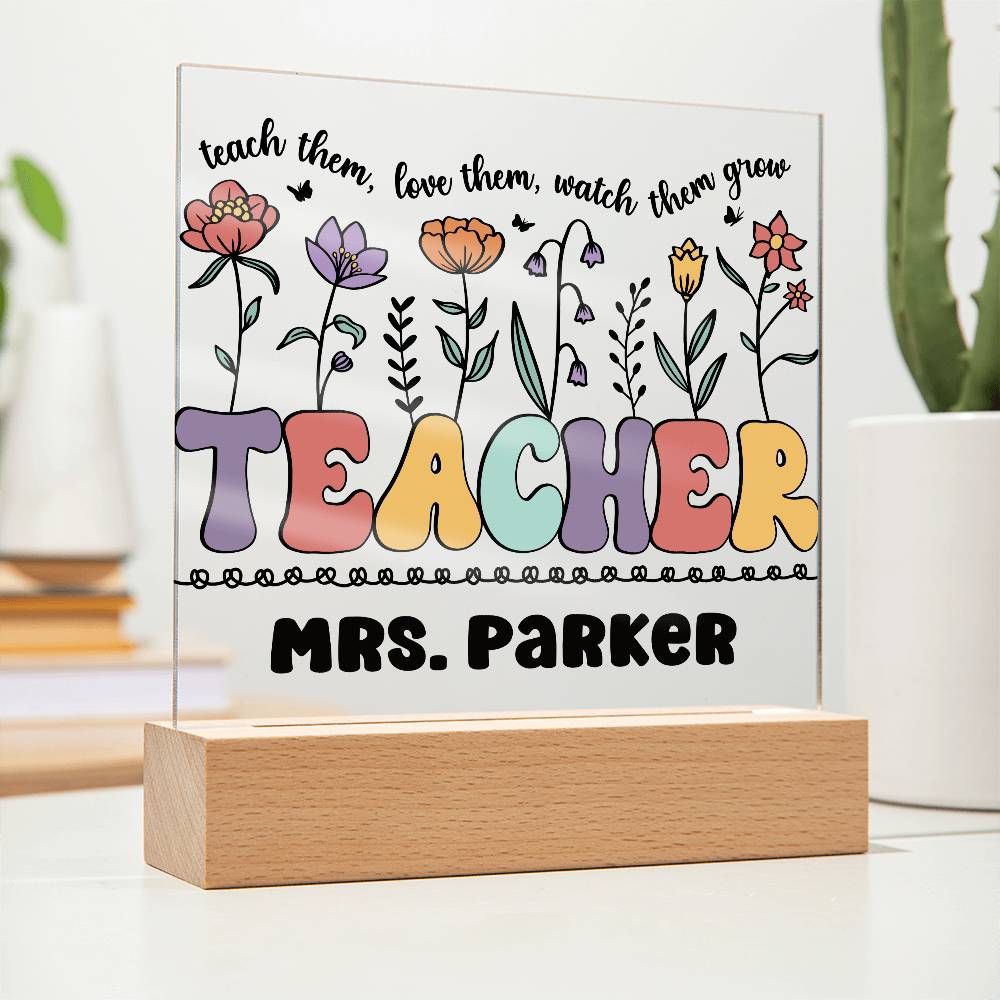 Teacher Square Acrylic Plaque 15