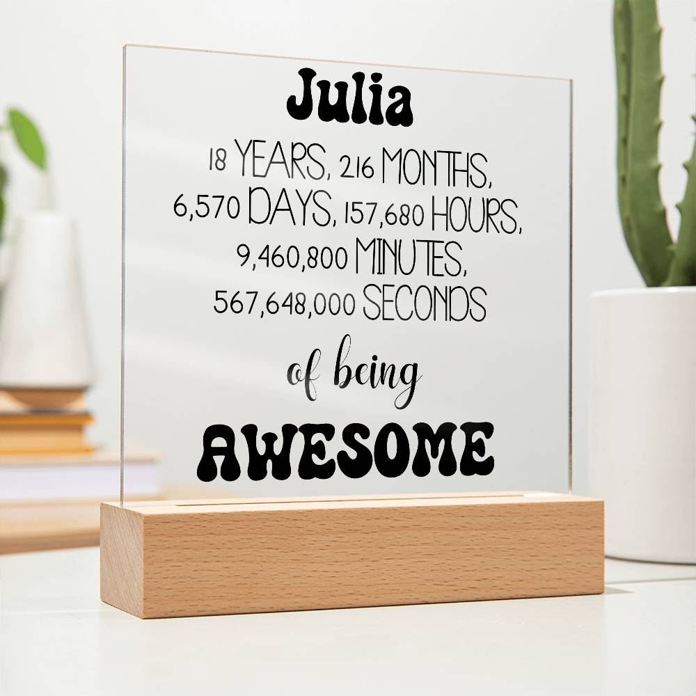 Happy 18th Birthday Personalized Gift Acrylic Plaque