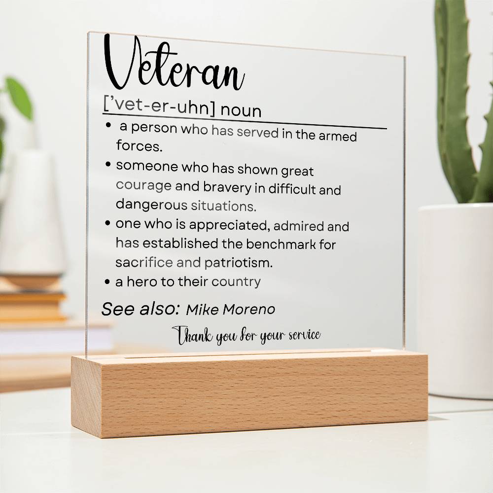 Personalized Veteran Definition 2 - Acrylic Square Plaque