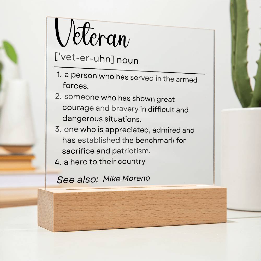 Personalized Veteran Definition 6 - Acrylic Square Plaque