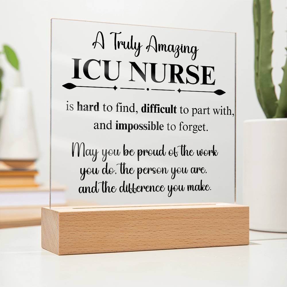 Personalized ICU Nurse Gift - Acrylic Square Plaque