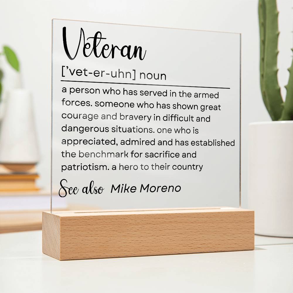 Personalized Veteran Definition 1 - Acrylic Square Plaque