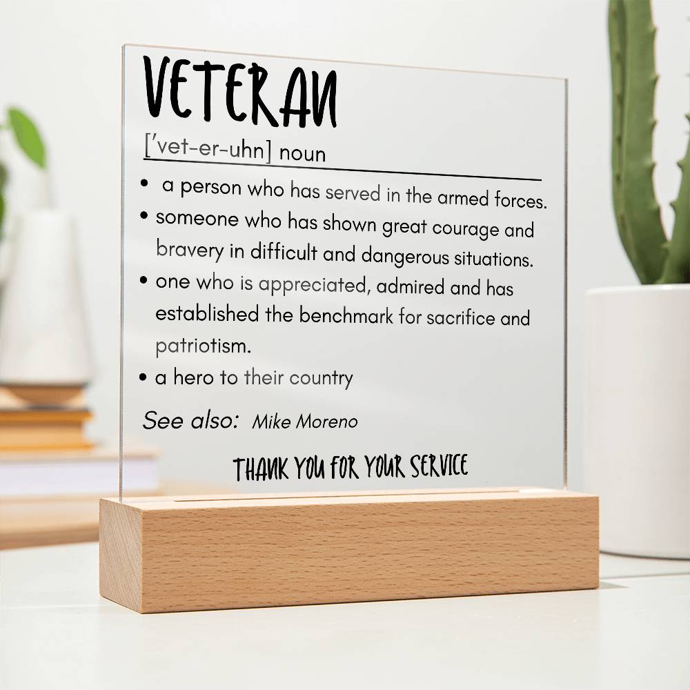 Personalized Veteran Definition 3 - Acrylic Square Plaque