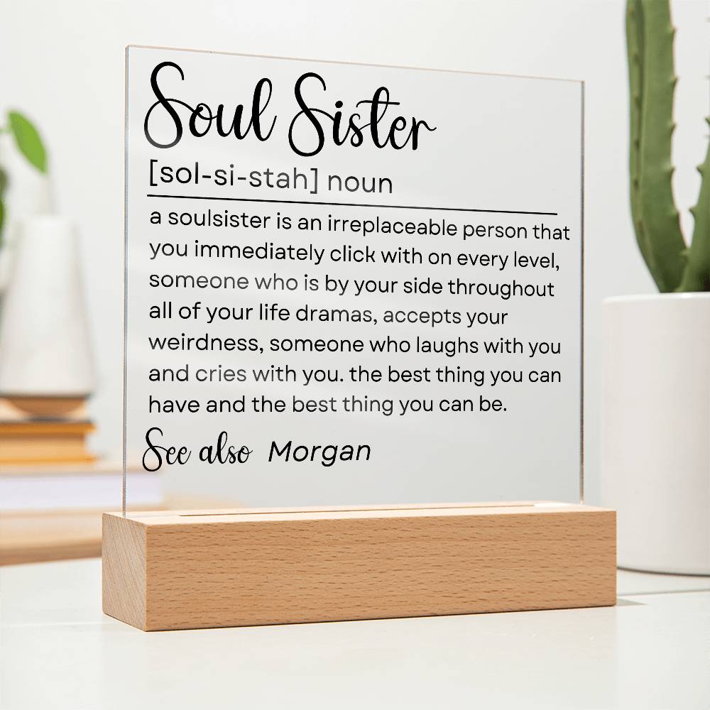Personalized Soul Sister Plaque 2 - Acrylic Square Plaque