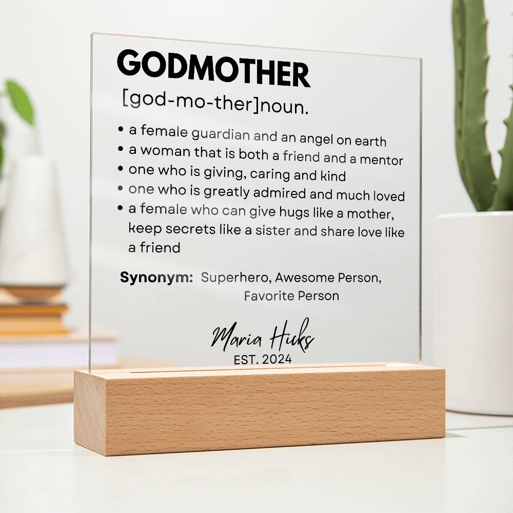 Personalized Godparents Gift 4 - Acrylic Square Plaque