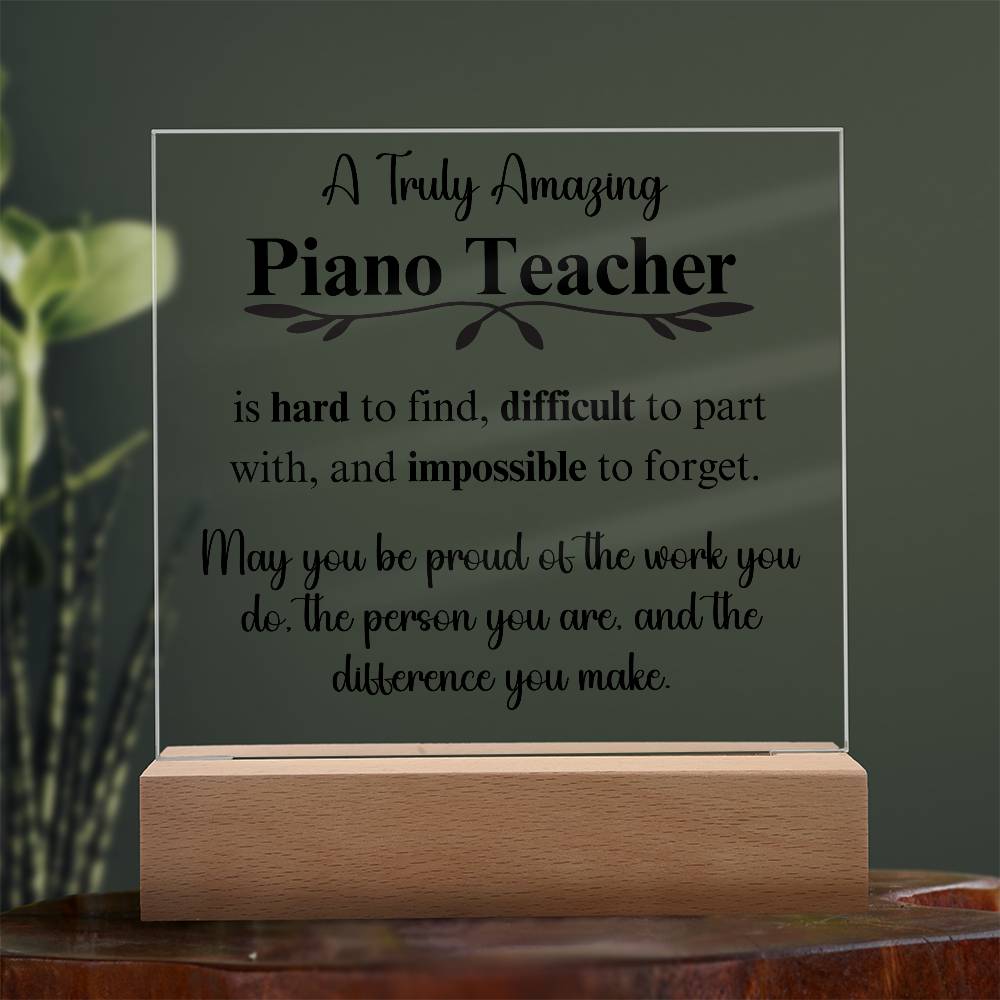 Personalized Piano Teacher Gift - Acrylic Square Plaque