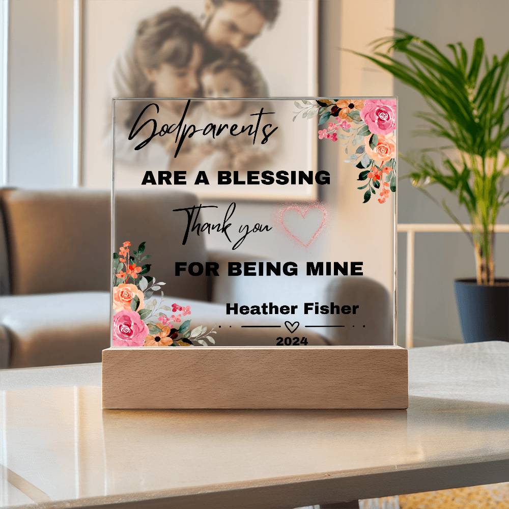 Personalized Godparents Gift 3 - Acrylic Square Plaque