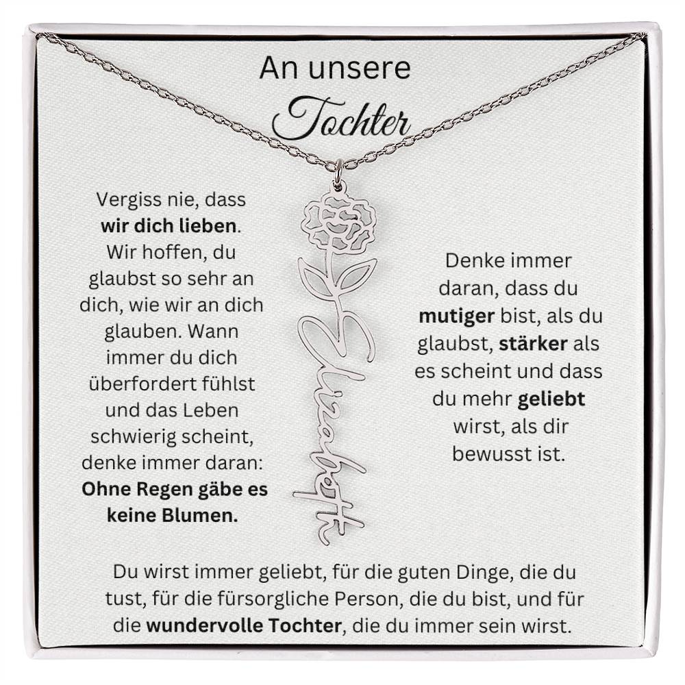 An Unsere Tochter - Vergiss Nie Geburtsblumen Kette Personalisierbar Mit Namen