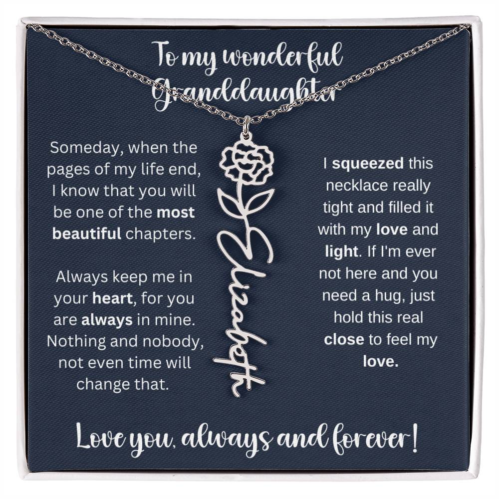 To My Wonderful Daughter Always Keep Me In Your Heart | Flower Name Necklace