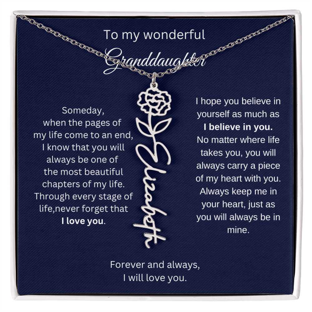 Meaningful Jewelry for Granddaughter - Birth Flower Name Necklace