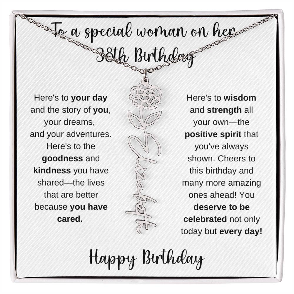 38th Birthday - Flower Name Necklace