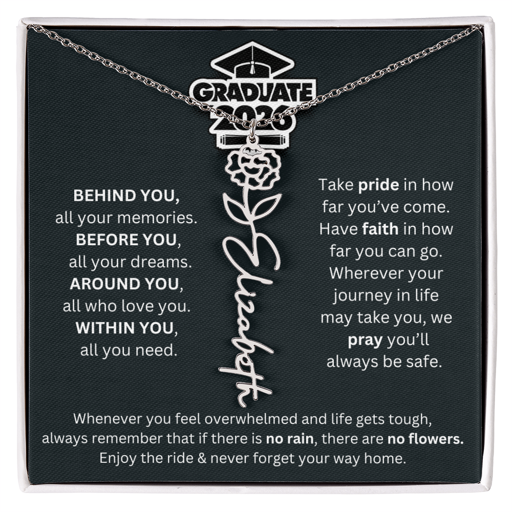 2026 Graduation Gift | Birth Flower Name Necklace 1