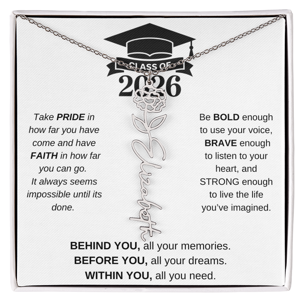 2026 Graduation Jewelry Birthmonth Flower Name Necklace