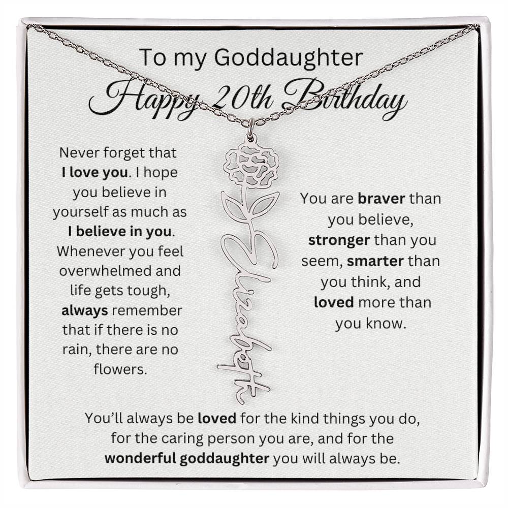 To My Goddaughter Happy 20th Birthday - Flower Name Necklace