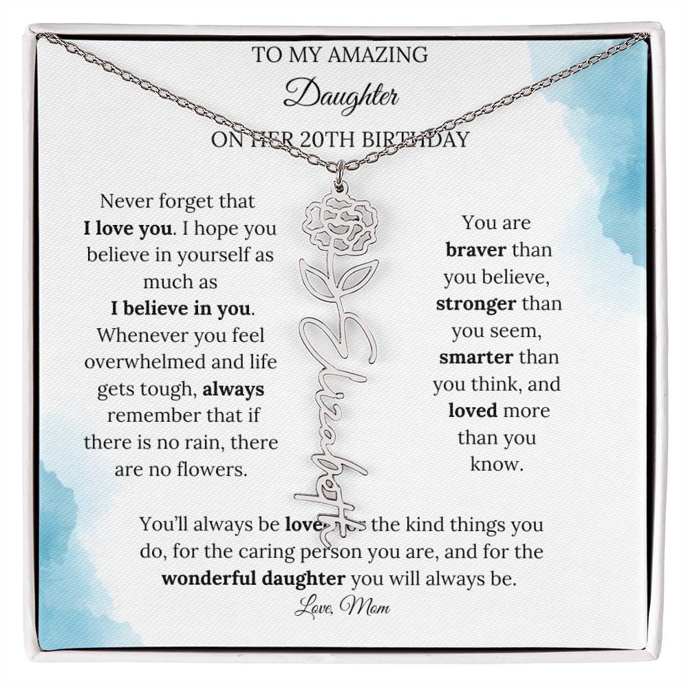 Birth Month Flower Name Necklace for My Daughter's 20th Birthday